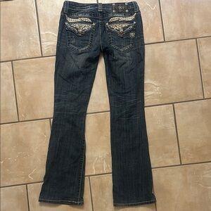 Miss Me Blue Boot Cut Jeans with Ornate Back Pockets